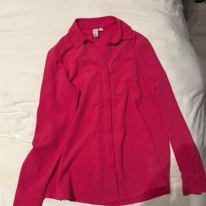 Joie Fuchsia Button-Up Blouse